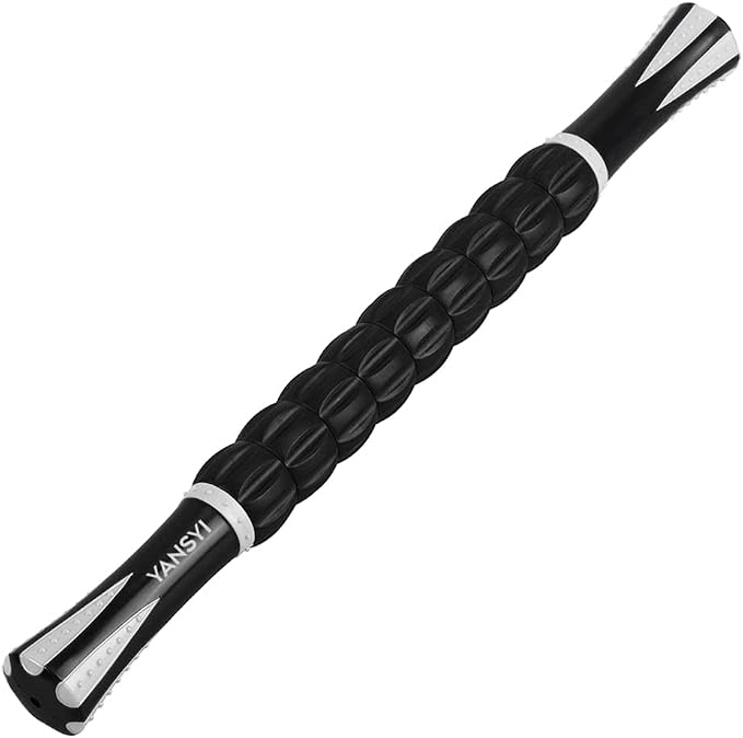 YANSYI Professional 9-Roller Deep Tissue Massage Stick - Portable Muscle Recovery Roller for Athletes, Relieves Post-Workout Soreness & Leg/Back Pain - Portable Physio Tool (White)
