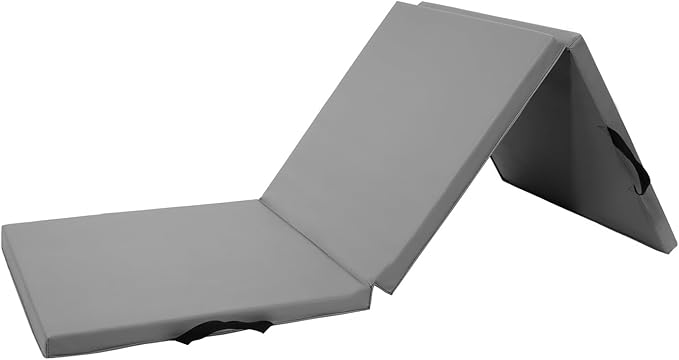 BalanceFrom 6x2 Feet 3-Panel Folding Gymnastics Mat – 1.5-Inch Thick Pad with Vinyl Surface and Carrying Handles for Tumbling, Yoga, Pilates, Home Workouts, and Martial Arts