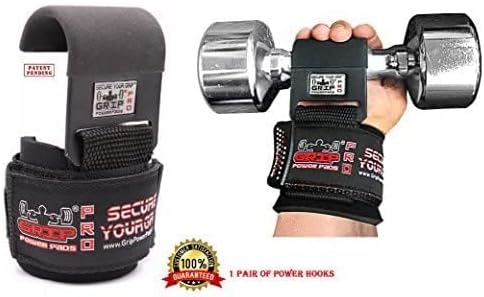 Weight Lifting Rod Hooks Heavy Duty Wrist Wraps Power Weight Lifting Training Gym Grips Straps Set of 2