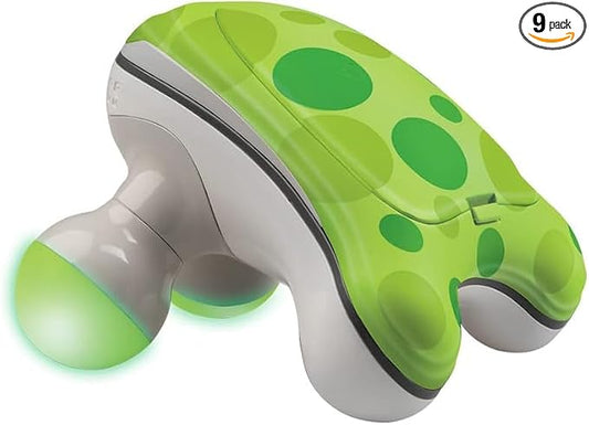 Homedics Ribbit Mini Handheld Massager,Vibrating Electric Massager with Comfort Grip and LED Light,Batteries Included,Comes in Variable Colors,Green,Blue or Pink (Color May Vary),(Pack of 9)