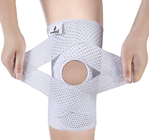 NEENCA Knee Brace for Knee Pain, Compression Knee Support with Air Mesh Fabric, Adjustable Knee Wrap with Side Stabilizers, Ultra-Soft Bandage for Elderly, Meniscus Tear, ACL, Arthritis Relief,Walk (White, X-Large)