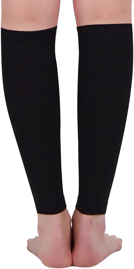 BSERA Calf Compression Sleeve Women, 2 Pairs 15-20mmHg Calf Support Footless Compression Socks Stockings for Shin Splints, Varicose Veins, Recovery (Black, X-Large)