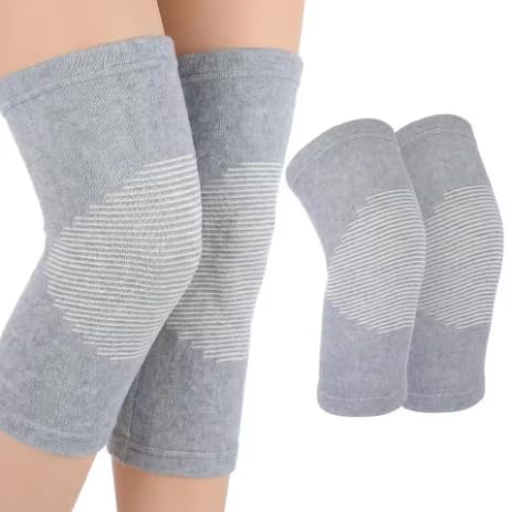 2 PAIRS 4 Pcs Bamboo Charcoal Compression Knee Sleeve Brace | Compression Support, Knee Brace, 2 Pairs Included, Charcoal Infused, Sleeve Design