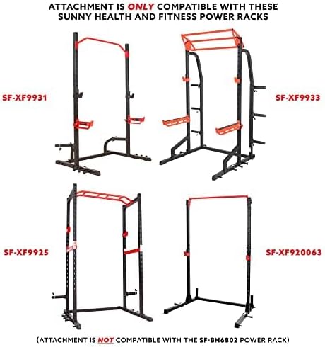 Sunny Health & Fitness Power Cage Squat Rack Attachments for Home Gym | Strength Training, Expanded Workout Variety, Durable Construction, Secure Fit, Quick Installation, Versatile Exercise Support