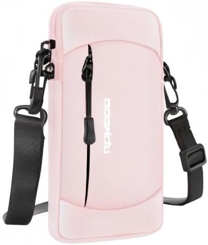 Arm Phone Holder for Running, Crossbody Bag 2-in-1, 7.5 Inch Pink | Large Capacity, Water Resistant, Phone Arm Band for Running Hiking, Adjustable Cell Phone Armband for iPhone Samsung Card Key