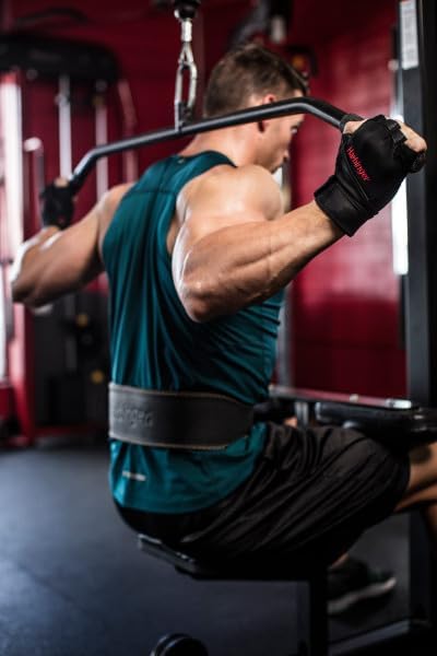 Harbinger Padded Leather Contoured Weightlifting Belt - 4" or 6” Width - Interior Suede Lining & Foam Cushioning - Heavy-Duty Dual Prong Steel Roller Buckle - for Lifting Support