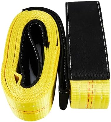 Pindex 2 Pack 2" x 8' Web Lifting Sling 11000 Lbs Breaking Force 3500 Lbs Pulling Forces Lift Sling Straps for Rocks Trees Mowers Tool Boxes in Trailers Tractors Trucks, Yellow