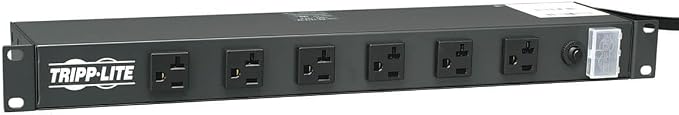 Tripp Lite 12-Outlet Rackmount PDU Power Strip, Network-Grade Front & Rear Facing Outlets, 20A, 120V, 15ft Cord with 5-20P Plug, Horizontal 1U Rack Mount, Lifetime Manufacturer's Warranty (RS1215-20)