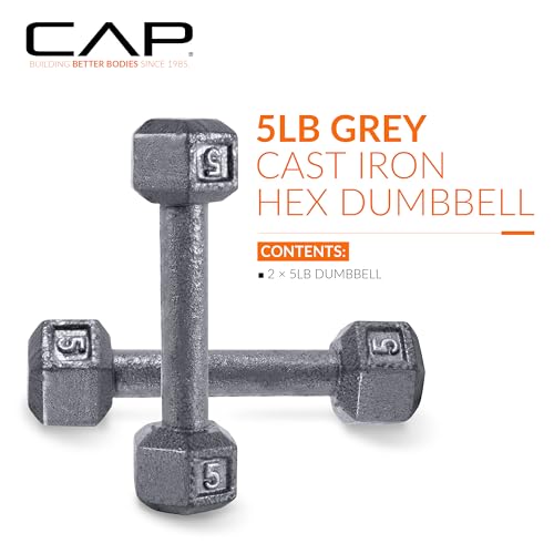 CAP Cast Iron Hex Dumbbells, Hand & Free Weights, Singles & Pairs - Image 2