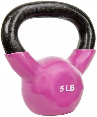Sunny Health & Fitness Vinyl Coated Cast Iron Kettlebell 5-25 lb