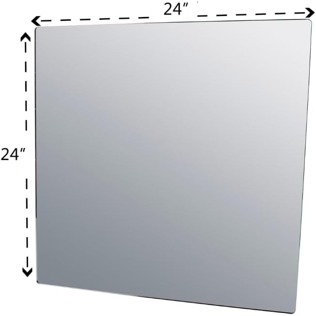 Marketing Holders Acrylic Mirror Sheet 24" x 24" Lucite Square Decorative Tile Glass Replacement Reflective Plate for Gyms Yoga Dance Studios and Shoe Stores Horizontal Vertical