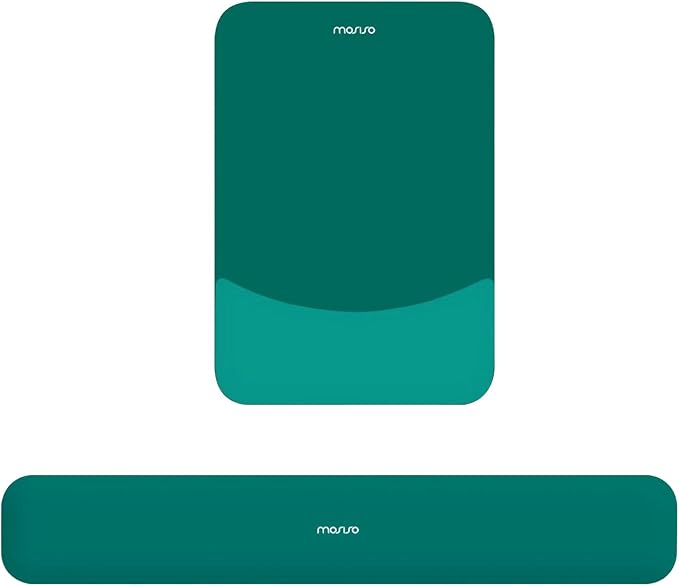 MOSISO Wrist Rest Support Mouse Pad & Keyboard Set, Teal Green | Rectangular Ergonomic Mousepad, Non-Slip Base, Home/Office Pain Relief & Easy Typing, Neoprene Cloth & Raised Silicone Lining