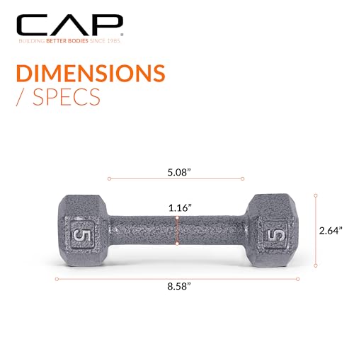 CAP Cast Iron Hex Dumbbells, Hand & Free Weights, Singles & Pairs - Image 4