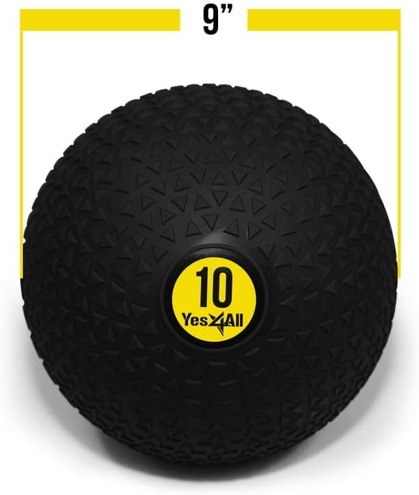 Yes4All Slam Balls, 10-40lb Weighted Ball Weight, Durable PVC Sand Filled Workout Dynamic Slam Ball for Strength Training, Triangle, Black, 10lbs