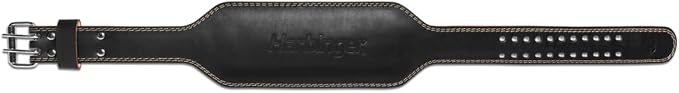 Harbinger Padded Leather Contoured Weightlifting Belt - 4" or 6” Width - Interior Suede Lining & Foam Cushioning - Heavy-Duty Dual Prong Steel Roller Buckle - for Lifting Support