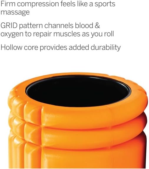 TRIGGERPOINT PERFORMANCE THERAPY GRID Patented Multi-Density Foam Massage Roller Exercise Deep Tissue Muscle Recovery - Relieves Muscle Pain & Tightness, Improves Mobility & Circulation (26"), Orange