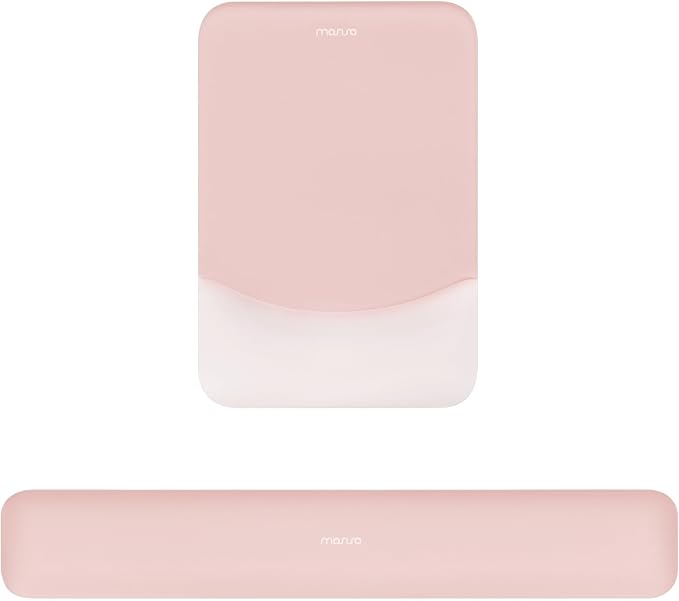 MOSISO Wrist Rest Support Mouse Pad & Keyboard Set, Baby Pink | Rectangular Ergonomic Mousepad, Non-Slip Base, Home/Office Pain Relief & Easy Typing, Neoprene Cloth & Raised Silicone Lining