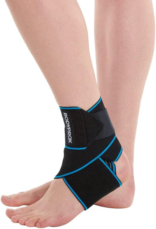 Bodyprox Ankle Support Brace, Adjustable Compression Ankle Braces for Sports Protection, One Size Fits Most for Men & Women