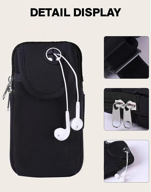 New Sports Music Mobile Running/Waterproof Wrist Bag arm Bag for Men and Women Mobile arm Strap, Suitable for iPhone and Android, Use for Running, Walking, Hiking & Biking (Black)