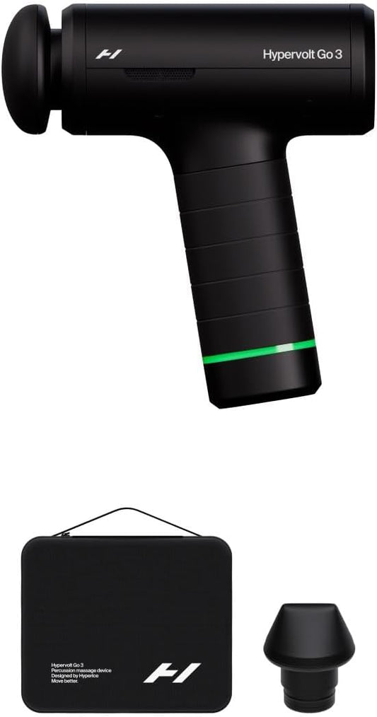 Hyperice Hypervolt Go 3 Percussion Massage Gun Lightweight with Carry Case | Muscle Recovery | Compact Power | TSA Friendly Design | Long Battery Life | Five Speed Settings | Pressure Sensor Feedback