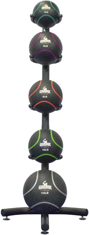 Gronk Fitness 5 Tier Medicine Ball Rack | Vertical Ball Storage Stand for Home & Commercial Gym. Heavy Duty Upright Organizer for Medicine Balls and Slam Balls.