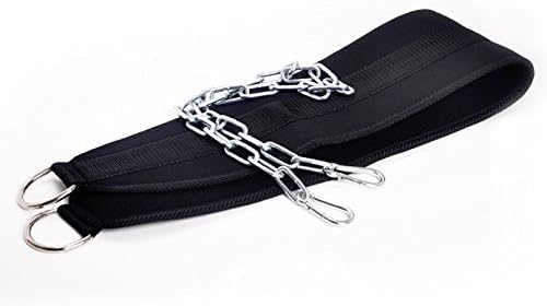 Pull-up Belt Weighted Dip Belt with Chain Double D-ring Weightlifting Back Support Strap Home Gym Equipment Waist Belt
