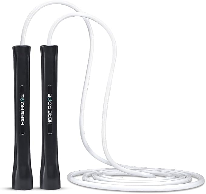 HEREROPE Adjustable Jump Rope – 5mm PVC Skipping Rope with Unbreakable Handles, Non-Kinking, Includes 1 Spare Rope for Indoor & Outdoor Fitness Training for Men, Women