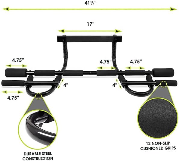 Upgrade Pull Up Bar for Doorway - Max Capacity 330 lbs, Portable Upper Body Workout Bar for Strength Training