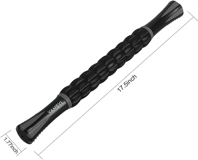 YANSYI Professional 9-Roller Deep Tissue Massage Stick - Portable Muscle Recovery Roller for Athletes, Relieves Post-Workout Soreness & Leg/Back Pain - Portable Physio Tool (Gray)