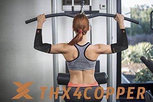 THX4COPPER Elbow Compression Sleeve(2Pieces)-Copper Infused Support–Guaranteed Recovery Copper Elbow Brace-Idea for Workouts, Sports, Golfers, Tennis Elbow, Arthritis, Tendonitis -Small