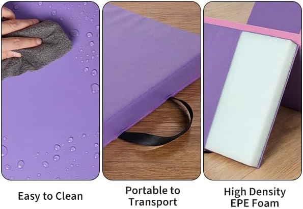 Garvee Gymnastics Mat, 6.2Ft 2-Inch Thick 4-Fold | Exercise Floor Mat for Home Gym, Portable Yoga Mat for Pilates, Aerobics, Martial Arts & Training