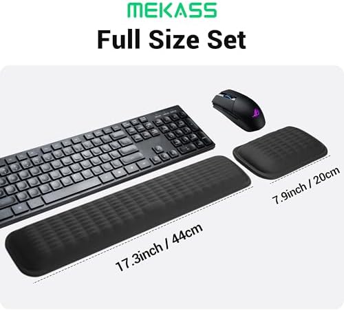 MEKASS Ergonomic Wrist Rest for Keyboard and Mouse, Soft Memory Foam Keyboard Wrist Rest Set with Non-Slip Silicone Base, Easy Typing, Pain Relief, Comfort for Office, Work, Gaming (White)