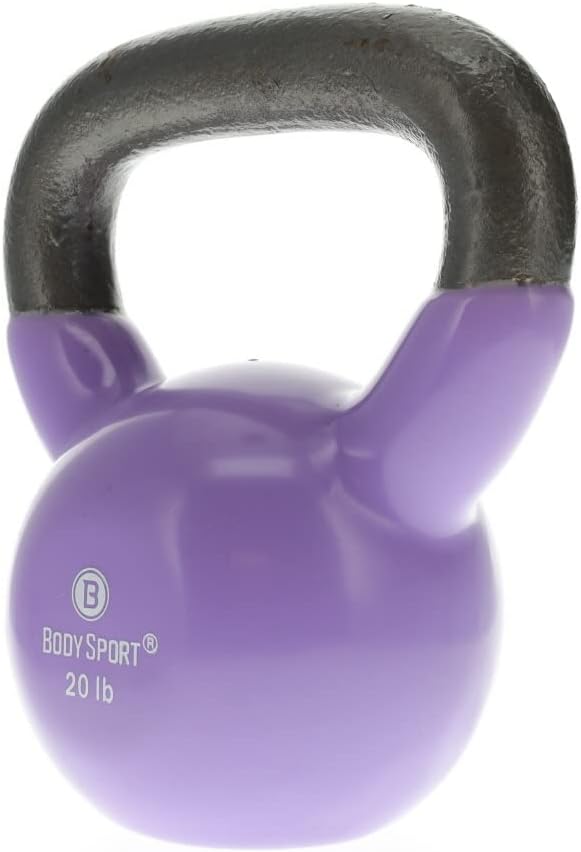 Body Sport Cast Iron Vinyl Coated Kettlebells – Kettlebell for Weight Lifting – Strength Training Kettlebell – Professional Fitness for Gym & At Home