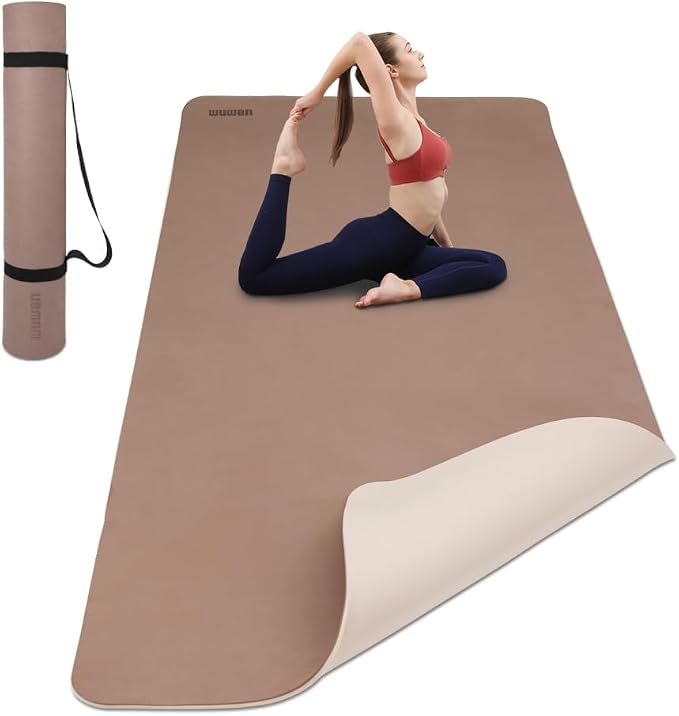 Wide Yoga Mat-80cm Extra Thick 1/3'' Fitness Exercise Mat Carry Strap