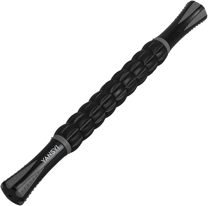 YANSYI Professional 9-Roller Deep Tissue Massage Stick - Portable Muscle Recovery Roller for Athletes, Relieves Post-Workout Soreness & Leg/Back Pain - Portable Physio Tool (Gray)