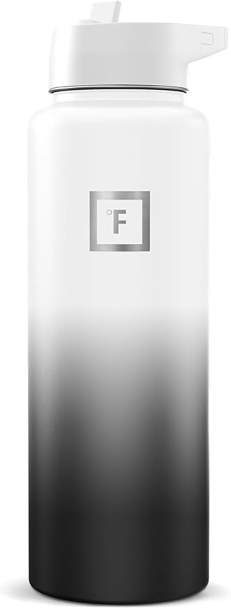 IRON °FLASK 40 oz Wide Mouth Water Bottle with Straw | Insulated Stainless Steel Sports Water Bottle with Leakproof Straw Lid - BPA Free, Cold 24 Hrs, Sweat Free (Day & Night)