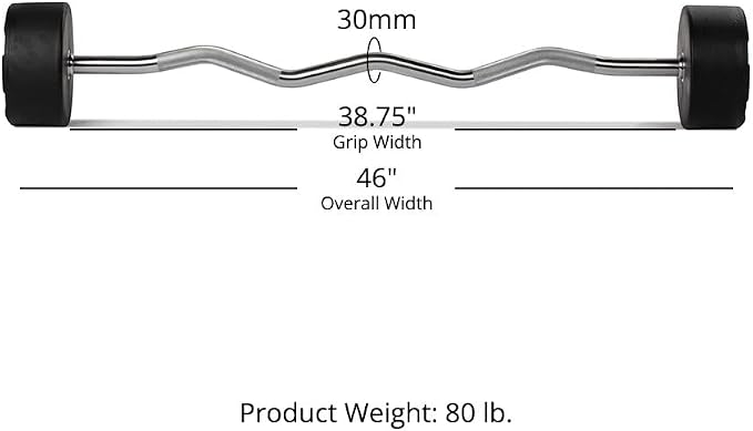 Titan Fitness Rubber Curl Fixed Barbells, Pre-Loaded Weight Bar for Strength Training & Weightlifting