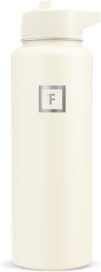 IRON °FLASK 40 oz Wide Mouth Water Bottle with Straw | Insulated Stainless Steel Sports Water Bottle with Leakproof Straw Lid - BPA Free, Cold 24 Hrs, Sweat Free (Cashmere Cream)