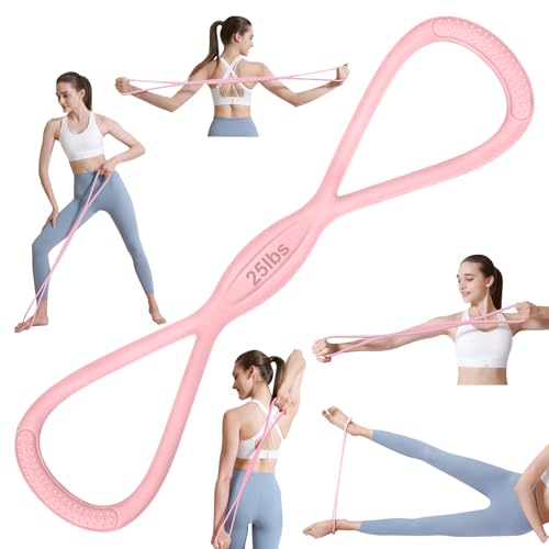 Figure 8 Resistance Band: Resistance Bands with Handles for Working Out - 8 Shaped Resistance Bands for Women - Exercise Bands for Arms - Fullbody Yoga Pulling Rope