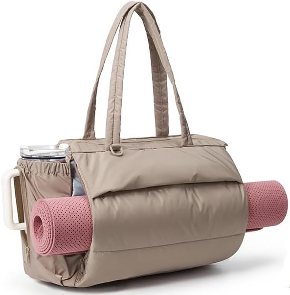 BAGSMART Yoga Pilates Tote Bag for Women with Knotted Handle, Gym Bag | 23L lightweight & waterproof shoulder sling bag, gym bag with yoga mat holder, for 15.6'' Laptop, ideal for work travel