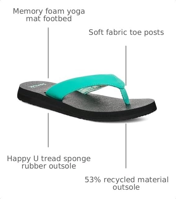 Sanuk Yoga Mat II | Flip Flops for Women | Yoga Sandals For Women | Women's Beach Sandals | Memory Foam Footbed