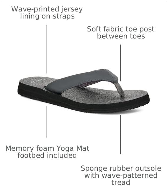 Sanuk Yoga Mat II | Flip Flops for Women | Yoga Sandals For Women | Women's Beach Sandals | Memory Foam Footbed