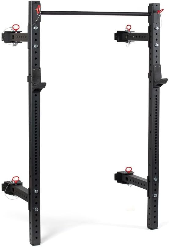 Titan Fitness X-3 Series 80-inch Wall Mounted Folding Power Rack, Space Savings Rack, Folds up to 5-inches from the Wall