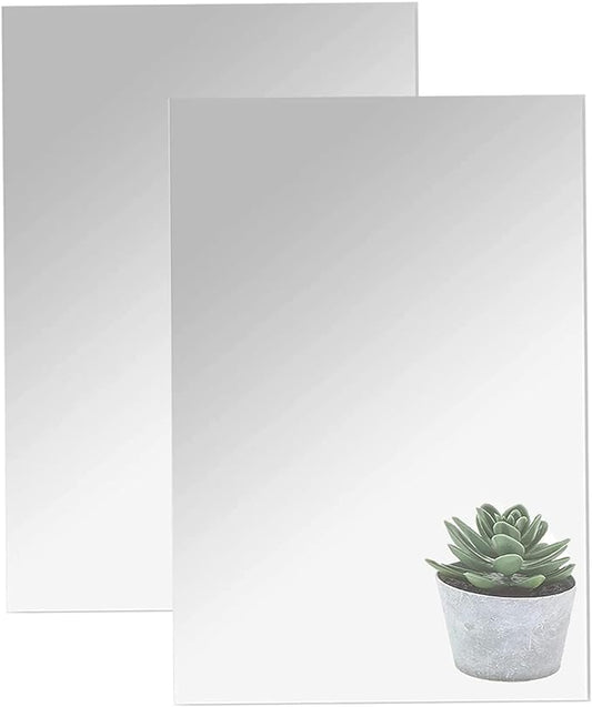 16" x 12" x 2Pcs Acrylic Mirror Sheets, Decorative Wall Mirrors | Flexible Body Mirror Tiles with Self Adhesive Tapes, Non Glass Mirror Stickers for Bathroom Bedroom Home Wall Decor