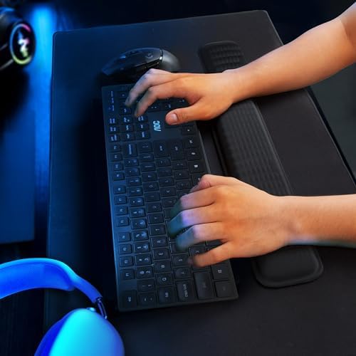 MEKASS Ergonomic Wrist Rest for Keyboard and Mouse, Soft Memory Foam Keyboard Wrist Rest Set with Non-Slip Silicone Base, Easy Typing, Pain Relief, Comfort for Office, Work, Gaming (Pink)