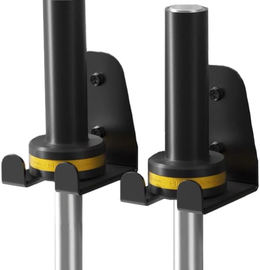 JNIHEEP Olympic Barbell Hanger,Garage Gym Bar Wall Rack,Vertical Barbell Mount Rack,Black Powder Coated,Space Saving Commercial or Home Gym Accessory,Holds Under 33mm Bar Size