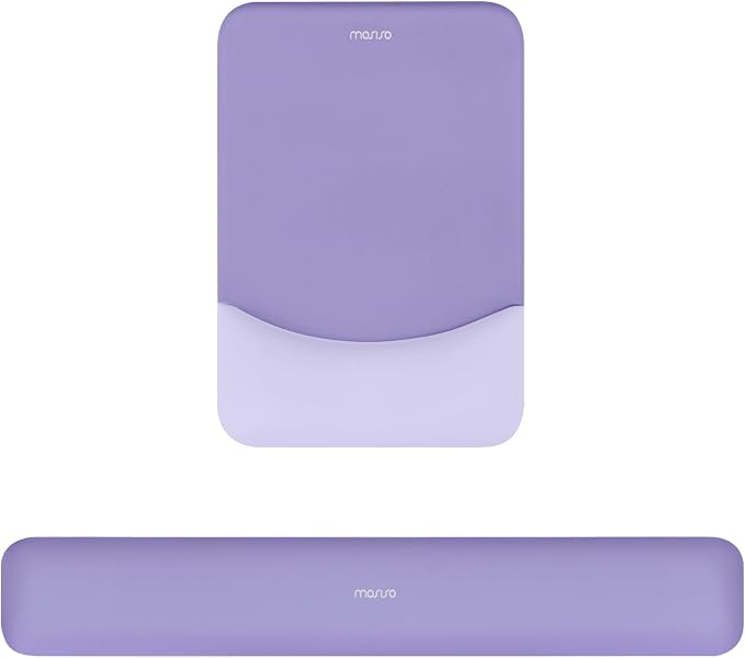 MOSISO Wrist Rest Support Mouse Pad & Keyboard Set, Purple | Rectangular Ergonomic Mousepad, Non-Slip Base, Home/Office Pain Relief & Easy Typing, Neoprene Cloth & Raised Silicone Lining
