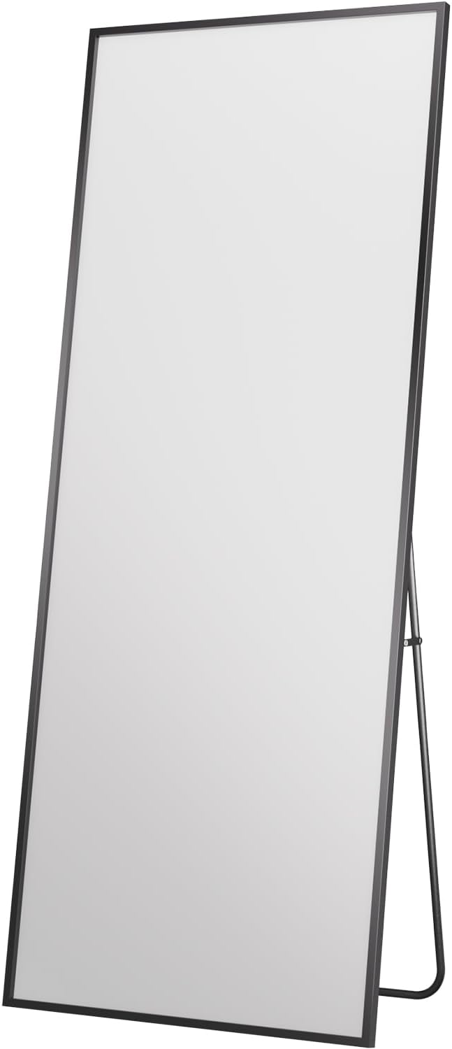 Antok Full Length Mirror, 76"x34" Floor Mirror with Stand, Hanging Mounted Mirrors for Bedroom, Living Room, Cloakroom, Dining Room, Black, Rect