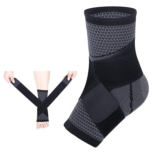Ankle Brace for Men Women Adjustable Ankle Support Compression Sleeve - L | Foot Brace Ankle Wrap for Plantar Fasciitis, Achilles Tendonitis, Sprained Ankle Pain Relief