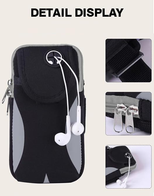 Phone Holder for Running Armband Cell Phone Holder for iPhone 11 12 13 14 15 Pro Max XS X XR 8 7 6 Plus SE/Samsung Galaxy/Key,Waterproof Sliver-Black Arm Band Fit Sport/Exercise/Workout Pouch Sleeve